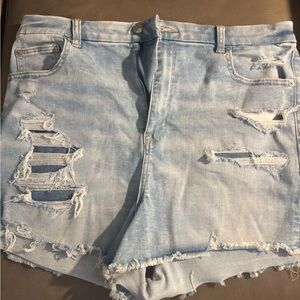 American Eagle Outfitters Light Blue Distressed Jean Shorts